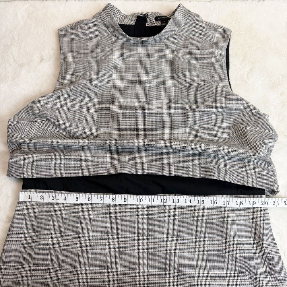 Ann Taylor Career Dress Black Ivory Tan Houndstooth Plaid Mock Neck Women’s 18 - Picture 10 of 12